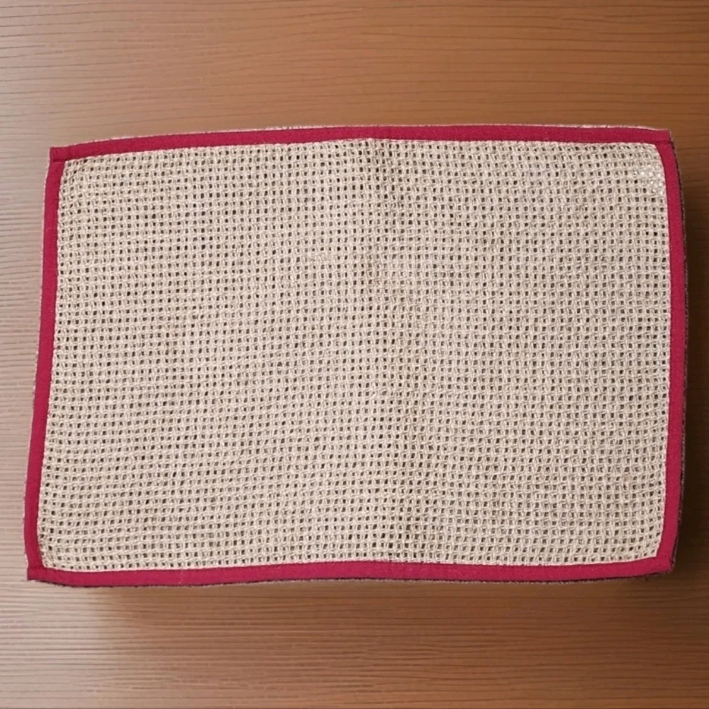 Pier 1 Imports Jute Placemats – Set of 4 – 14” x 20” – Colorful Cotton Trim NWT